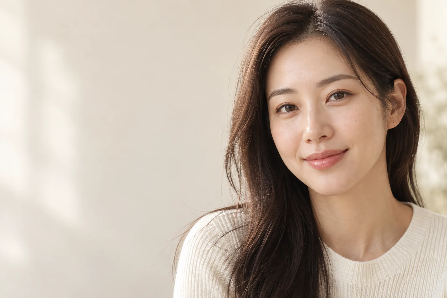 자연스러운 눈썹과 피부결을 표현한 디벨로 브랜드 연출 인물 이미지